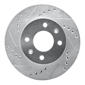 Dodge Verna Brake Rotor (1) - Front Left - R1 Concepts - Drilled & Slotted - Silver - `03-`06